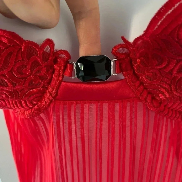 La SENZA/ 💰2 FOR $10💰 Babydoll lingerie/ Deep red with black  jewel/ Size US XL - Picture 4 of 12